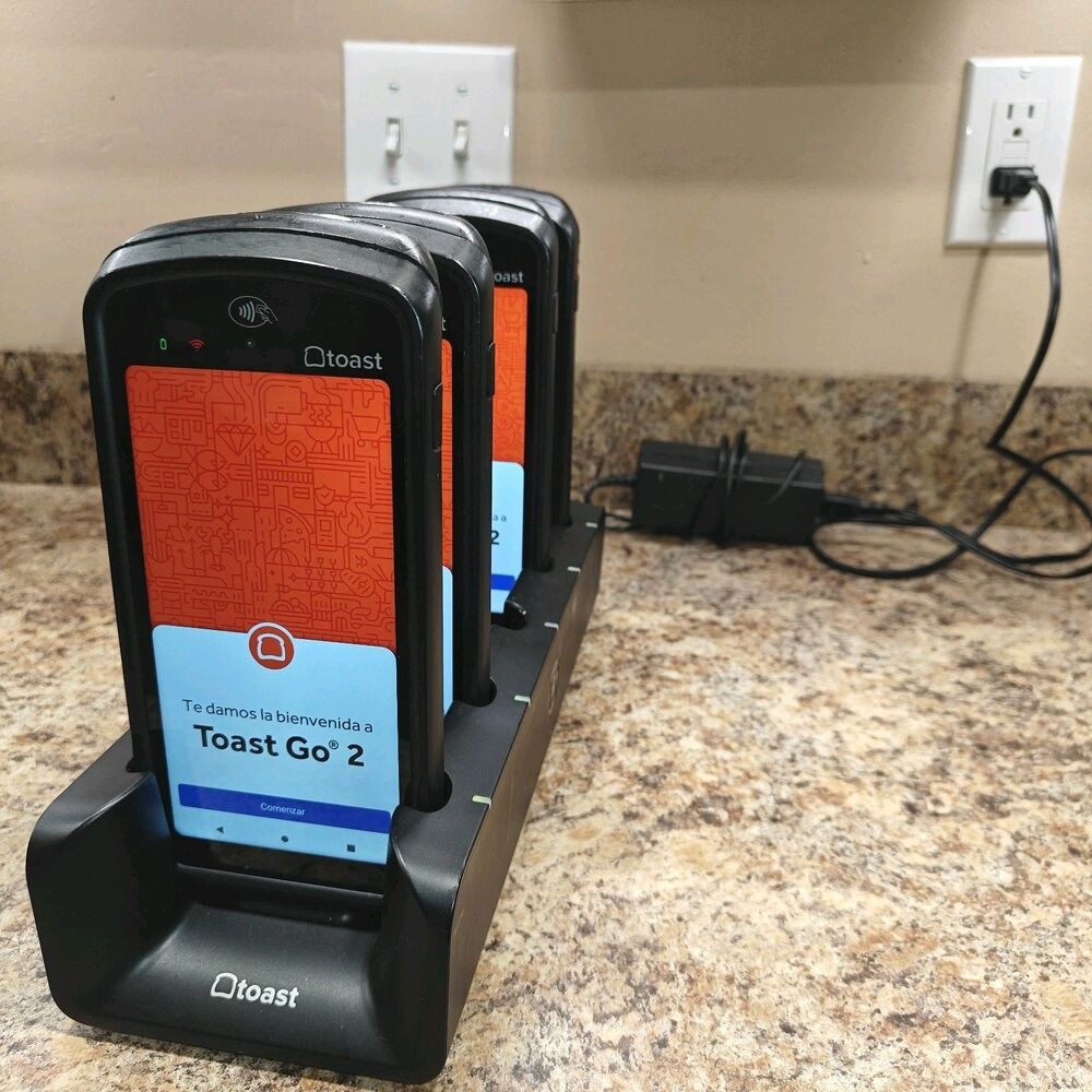 4 Ct - Toast Go 2 Handheld POS w/ DTC200 Charging Dock - Card Reader TESTED ✅
